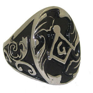 Masonic ring jet black epoxy freemason mens NWT